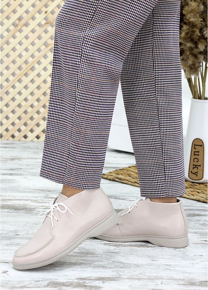 Черевики короткі жіночі шкіряні беж LORO 7649-28