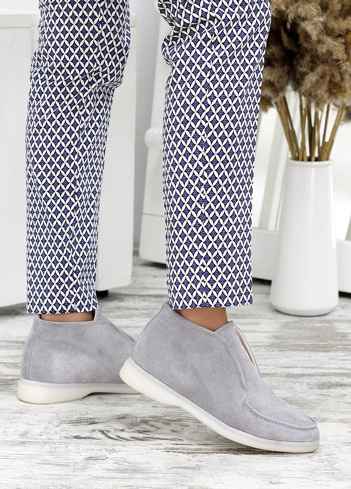 Ботинки короткие женские замша серые LORO 7662-28