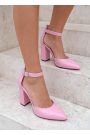 Туфлі Bogemiya шкіряні рожеві на підборах 7009-28