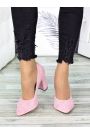 Туфли женские замшевые розовые на каблуке 7276-28