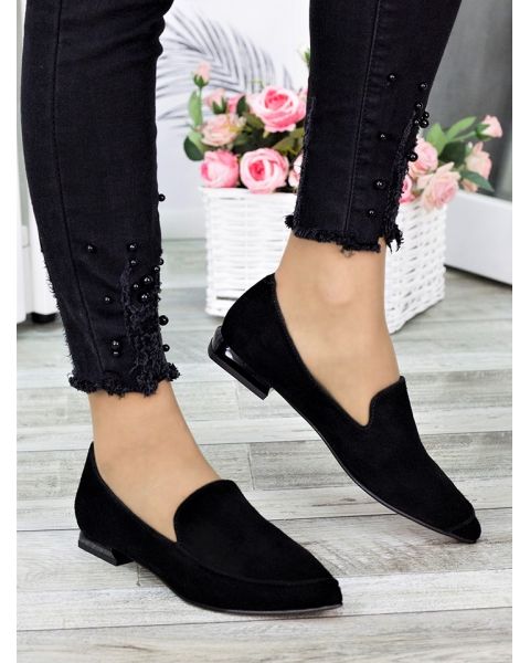 Туфли лодочки женские замшевые черные 7289-28