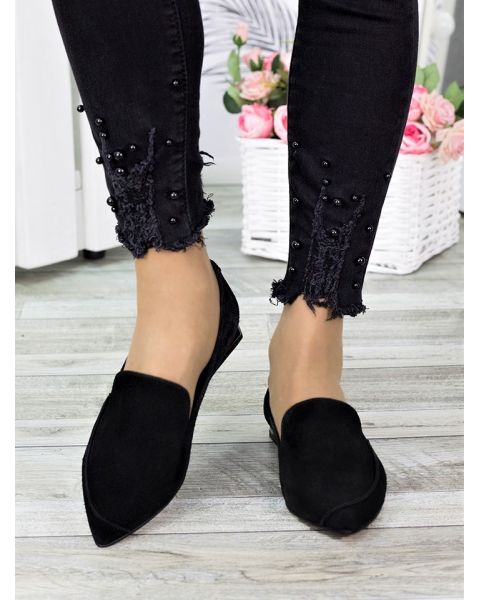 Туфли лодочки женские замшевые черные 7289-28