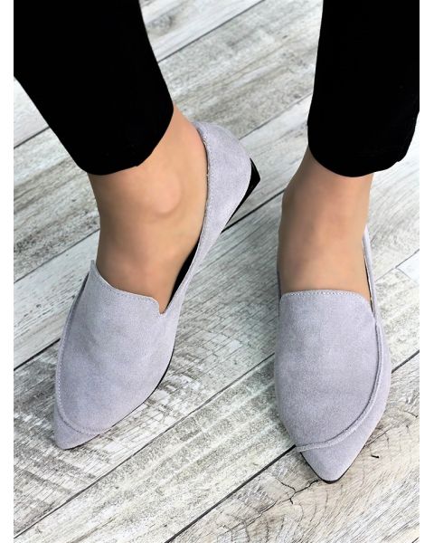 Туфли лодочки женские замшевые серые 7364-28