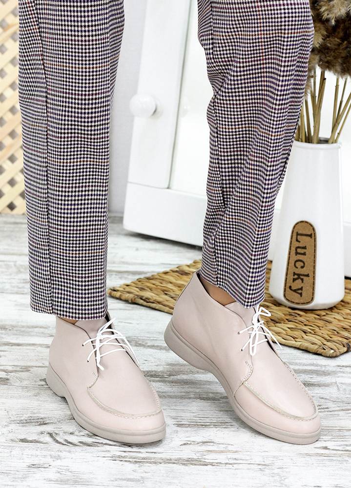 Черевики короткі жіночі шкіряні беж LORO 7649-28