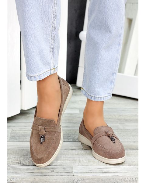 Туфли лоферы женские замшевые кофе Wendy 7492-28