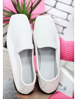 Туфли мокасины белые кожаные 7622-28