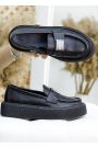 Туфли лоферы женские кожаные черные 7793-28