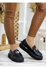 Туфли лоферы женские кожаные черные 7793-28