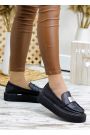 Туфли лоферы женские кожаные черные 7793-28