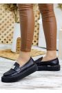 Туфли лоферы женские кожаные черные 7793-28