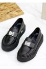 Туфли лоферы женские кожаные черные 7793-28