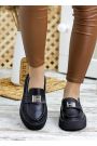 Туфли лоферы женские кожаные черные 7793-28
