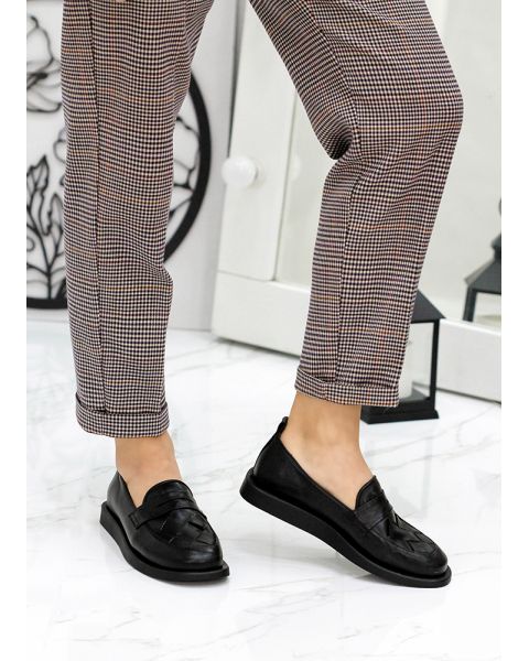 Туфли лоферы женские кожаные черные Twist 7809-28