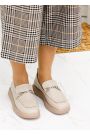 Туфлі лофери жіночі шкіряні бежеві 7903-28