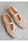 Туфли женские сетка бежевые Mary Jane 8452-28