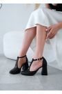 Туфлі жіночі шкіряні чорні на підборах 8481-28