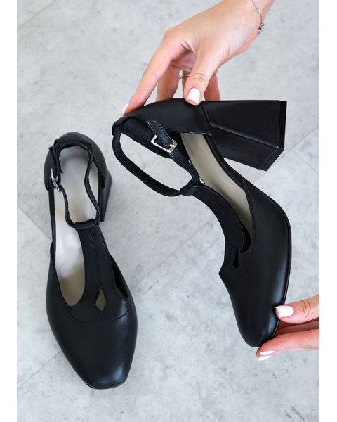 Туфли женские кожаные черные на каблуке 8481-28 Туфли женские кожаные черные на каблуке 8481-28