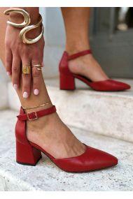 Туфли Mimoza кожа красные на маленьком каблуке 8592-28