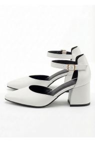 Туфли Mimoza кожа белые на маленьком каблуке 8595-28