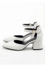 Туфли Mimoza кожа белые на маленьком каблуке 8595-28