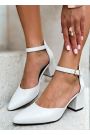 Туфли Mimoza кожа белые на маленьком каблуке 8595-28