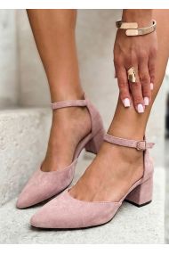Туфли Mimoza замша пудра на маленьком каблуке 8596-28