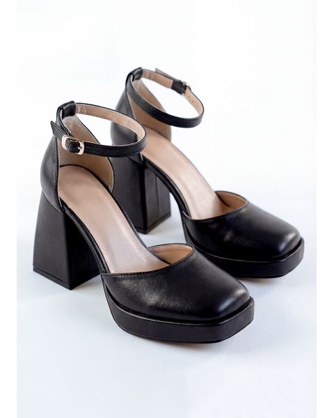 Туфли CREDO кожаные черные на высоком каблуке 8616-28 Туфли CREDO кожаные черные на высоком каблуке 8616-28