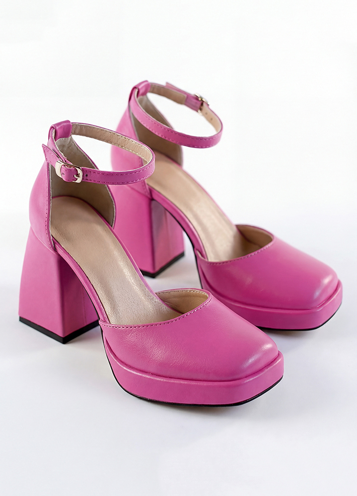 Туфлі CREDO шкіряні фуксія на високих підборах 8617-28