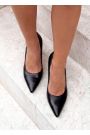 Туфлі човники на маленькій шпильці чорна шкіра 8627-28