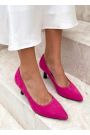 Туфли лодочки на маленькой шпильке фуксия замша 8628-28