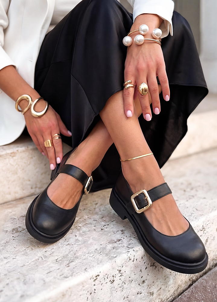 Туфли женские кожаные черные Mary Jane 8630-28