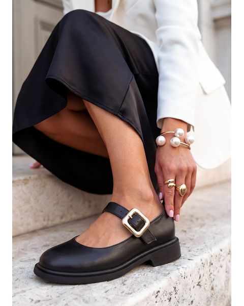 Туфли женские кожаные черные Mary Jane 8630-28