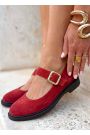 Туфлі жіночі замшеві червоні Mary Jane 8631-28