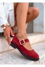 Туфли женские замшевые красные Mary Jane 8631-28