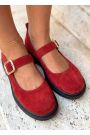 Туфлі жіночі замшеві червоні Mary Jane 8631-28
