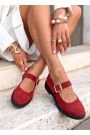 Туфлі жіночі замшеві червоні Mary Jane 8631-28