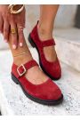 Туфлі жіночі замшеві червоні Mary Jane 8631-28