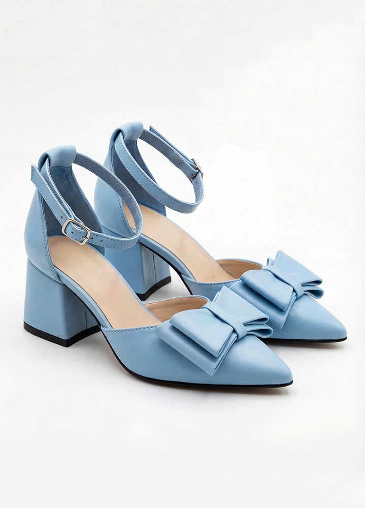 Туфлі BANT на маленьких підборах блакитна шкіра 8636-28