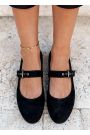 Туфли Mary Jane с ремешком черная замша 8640-28