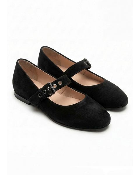 Туфли Mary Jane с ремешком черная замша 8640-28 Туфли Mary Jane с ремешком черная замша 8640-28