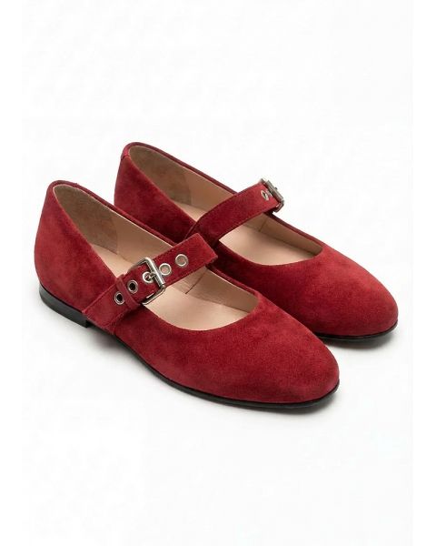 Туфли Mary Jane с ремешком красная замша 8641-28 Туфли Mary Jane с ремешком красная замша 8641-28