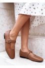Туфли балетки коричневые кожа квадратный мыс 8644-28