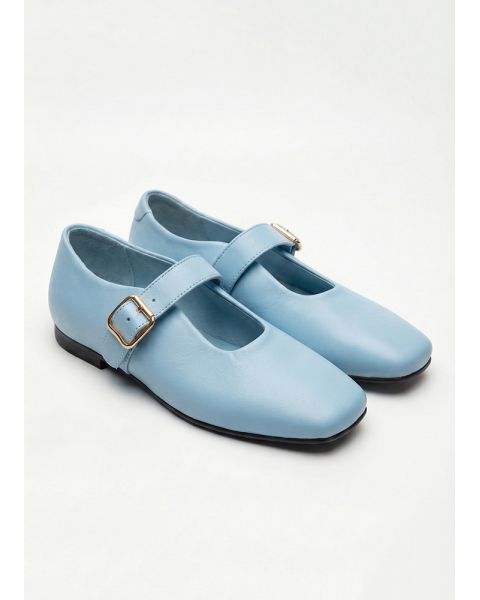 Туфли балетки голубые кожа квадратный мыс 8646-28 Туфли балетки голубые кожа квадратный мыс 8646-28