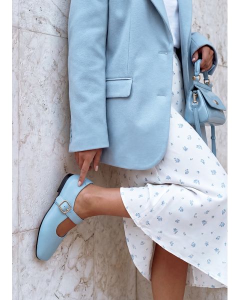 Туфли балетки голубые кожа квадратный мыс 8646-28 Туфли балетки голубые кожа квадратный мыс 8646-28