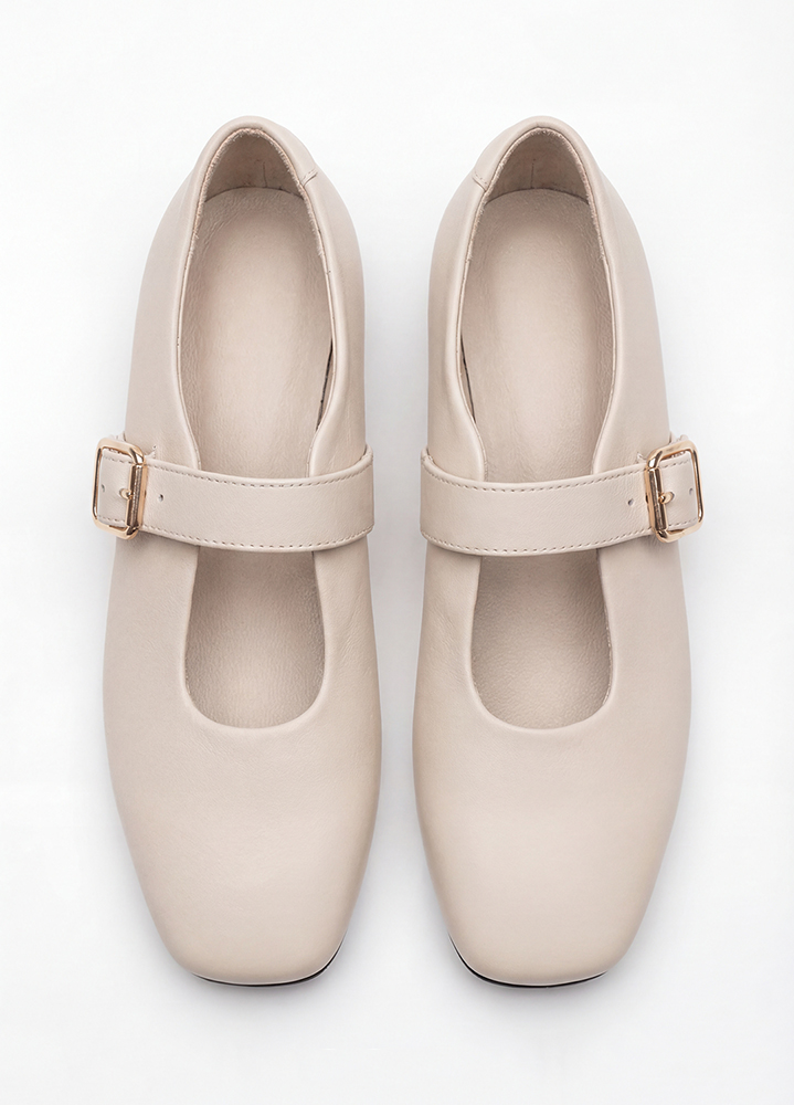 Туфли балетки молочные кожа квадратный мыс 8647-28