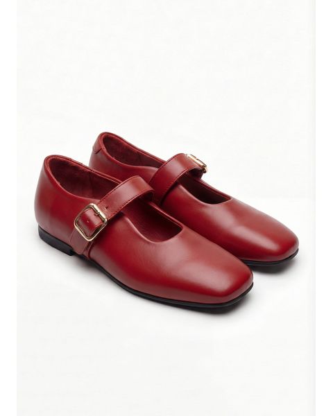 Туфли балетки красные кожа квадратный мыс 8648-28 Туфли балетки красные кожа квадратный мыс 8648-28