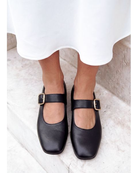 Туфли балетки черные кожа квадратный мыс 8649-28 Туфли балетки черные кожа квадратный мыс 8649-28