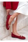 Туфли балетки замшевые красные с бантиком 8652-28
