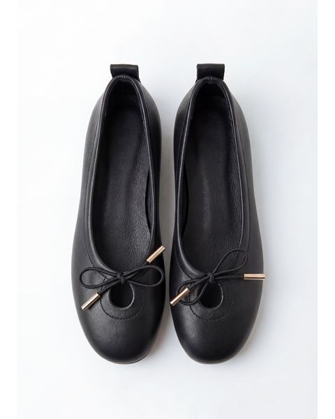 Туфли балетки кожаные черные с бантиком 8653-28 Туфли балетки кожаные черные с бантиком 8653-28