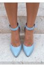 Туфли Bogemiya кожаные голубые на каблуке 8655-28